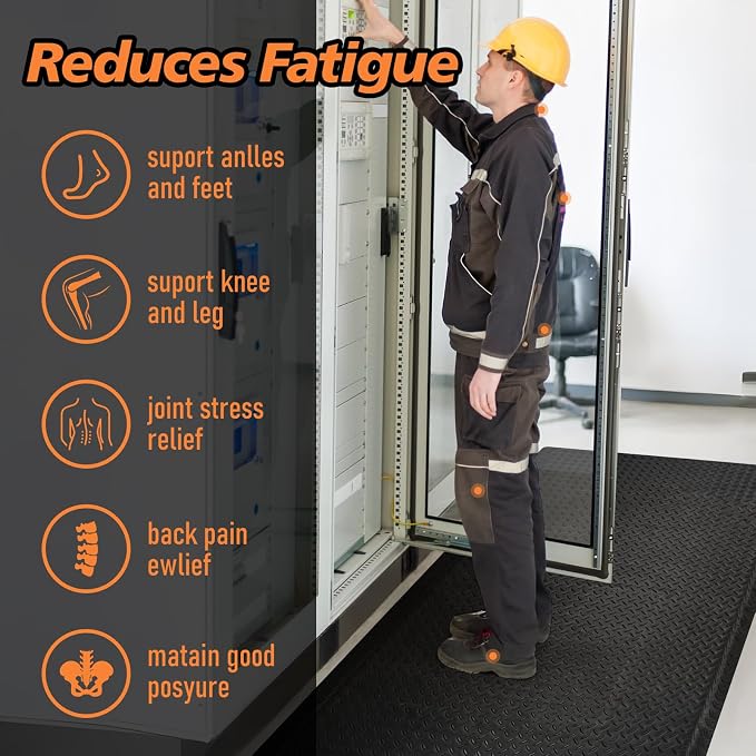 Anti Fatigue Mats Industrial 2' x 3' 15/16" Thick Ergonomic Standing Mat Commercial Kitchen Mat Heavy Duty Diamond Plate Shop Floor Mat Helps Relieve Back and Leg Soreness