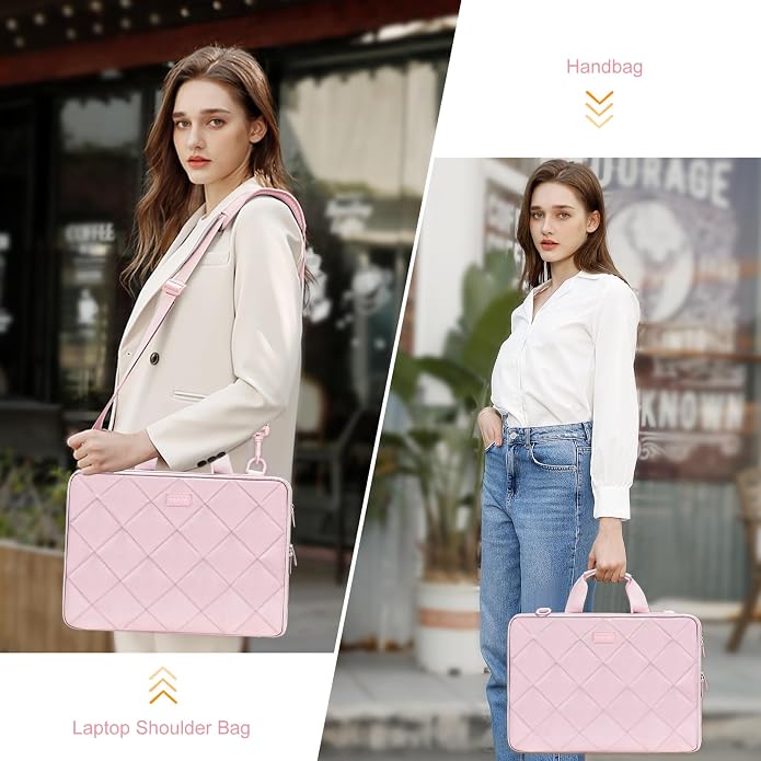 MOSISO 360 Protective Laptop Shoulder Bag, Double Layer Fluffy Padded Laptop Bag with Anti-theft Zipper
