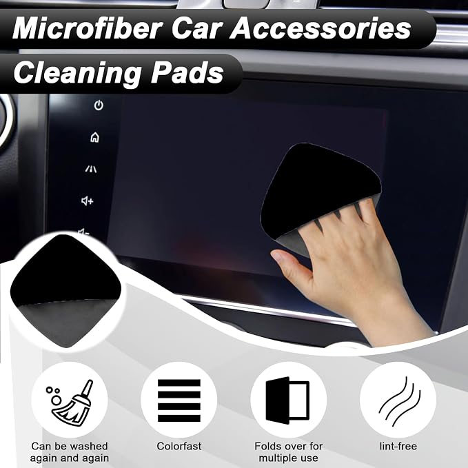 BFXM Car Screen Cleaner, 4.1''×4.1'' Microfiber Dashboard Wipes, Square Microfiber Cloth, Automotive Display Wipes,Vehicle Screen Cleaner Tool for Dashboard Display, Car Interior Tool (Black)