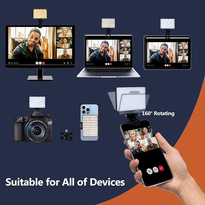Selfie Light With Front & Back Clip, Three Light Modes, USB Charging, for iPhone, iPad, Laptop, TikTok, Vlog, Makeup, Video Conferencing