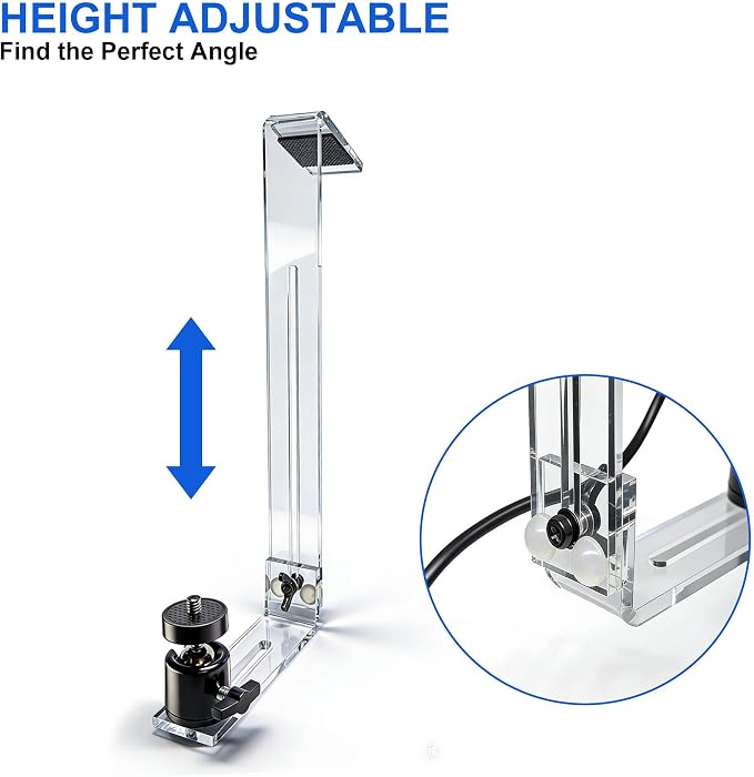 Acrylic Webcam Monitor Arm with Adjustable Pan-Tilt Head & Anti-Slip Pads 5mm Thick - 2-Piece Assembled Design for Desktop PC Laptops Streaming Video Conferencing