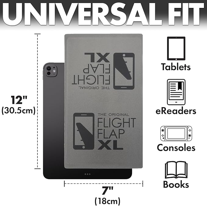 Flight Flap Airplane Tablet Holder, Flexible Cell Phone and Tablet Holder Extra Large, Folding Cellphone Stand for Desk, Kindle, Bed, Airplane Gadgets Long Travel Essentials (Gray)
