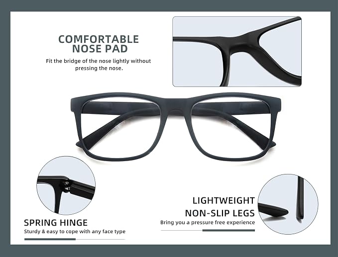 Blue Light Blocking Reading Glasses Men Large Wide Oversized Square Computer Readers Glasses for Big Head/Large Face