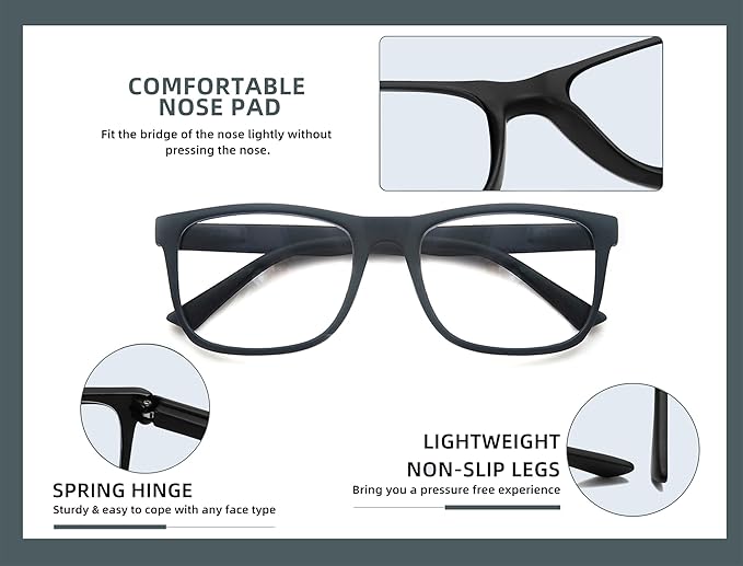 Blue Light Blocking Reading Glasses Men Large Wide Oversized Square Computer Readers Glasses for Big Head/Large Face