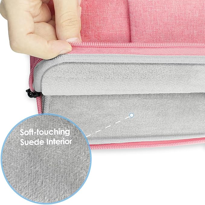 ProElife 12-Inch Laptop Tablet Sleeve Case Canvas Cover for 2022-2014 Surface Pro 4/5 / 6/7 / 7+ / 8/9|Surface Laptop Go 1/2 12.4"|MacBook Air/Pro 13'' M1|Samsung Galaxy Tab S8+/S7+ Bag (Pink)