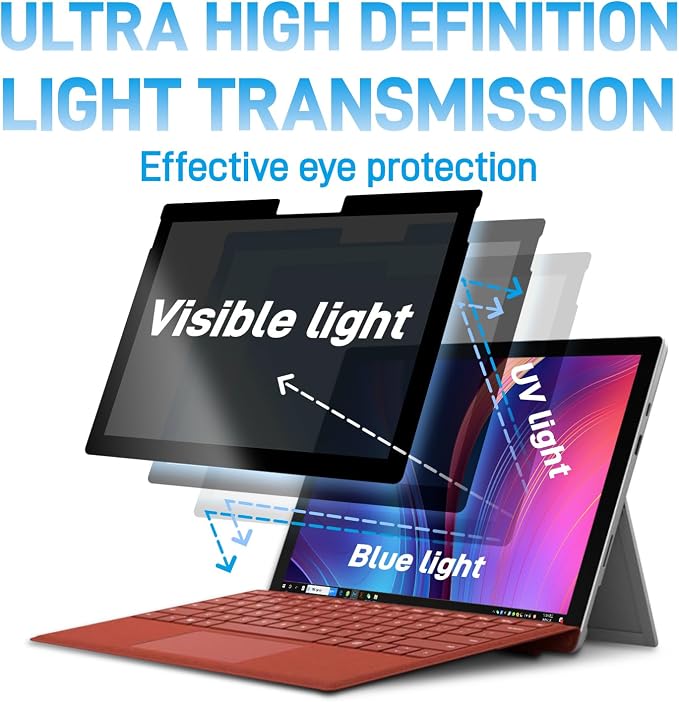 Laptop Privacy Screen Protector for Microsoft Surface Laptop1/2/3/4/5/6 13.5 inch Fully Removable Anti Spy Anti Glare Blue Light Filter Reusable Anti Peek Privacy Screen