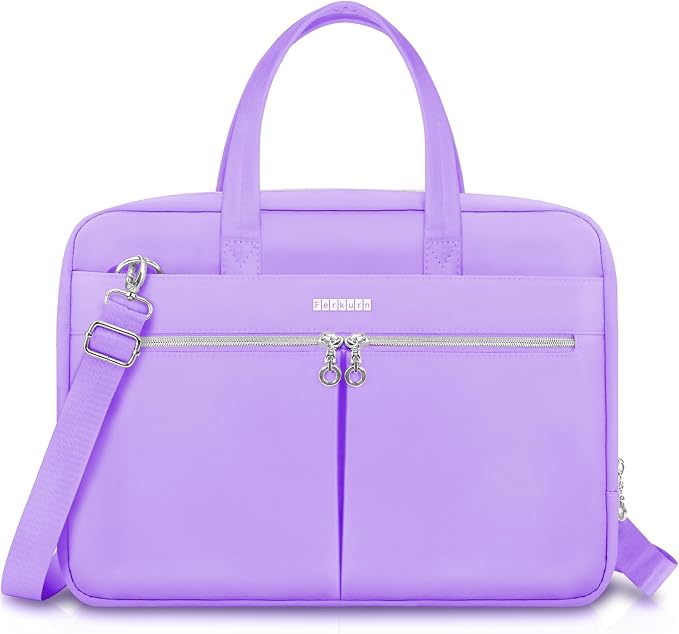 Ferkurn Laptop Bag Case Women Men Computer Bag Compatible with MacBook/HP/LG/Dell, Shoulder Strap Slim Carrying Messenger Briefcase, Purple, 15.6-16 Inch