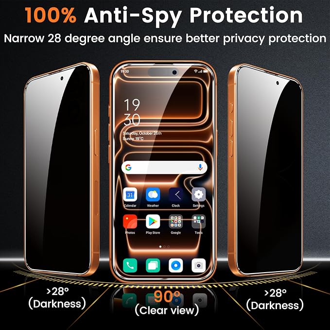 Lesakit 4 Pack Privacy Screen Protector for iPhone 17 Pro Max 6.9-Inch with 4 Pack Camera Lens Protector, Anti Spy Tempered Glass Film 9H Hardness Bubble Free Case Friendly