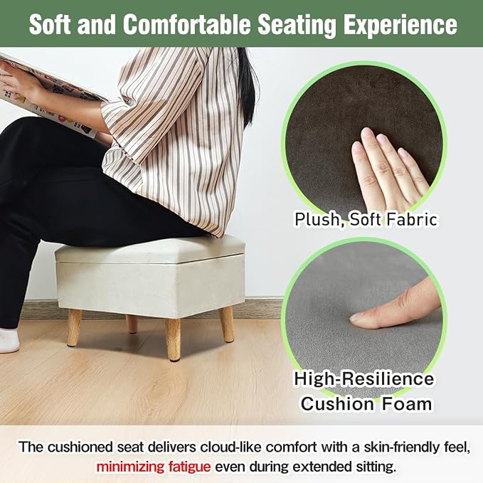 lumizone Small Ottoman Foot Rest Modern Storage Ottoman Foot Stool Padded Seat Pet Step for Dog Under Desk Stool for Living Room Bedroom Office Entryway (Print-Green)