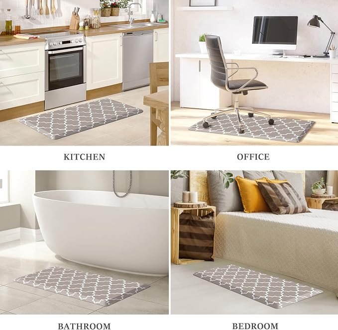 WISELIFE Kitchen Runner Rugs Anti-Fatigue mats,17.3"x 39",Non Slip Waterproof Ergonomic Comfort Mat for Kitchen, Floor Home, Office, Sink, Laundry,Khaki