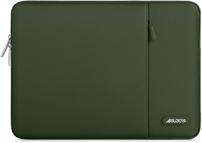 MOSISO Laptop Case 14 inch, 14 inch Laptop Sleeve Compatible with HP Lenovo Dell ASUS Acer, HP Stream, Dell Latitude, Lenovo IdeaPad, Polyester Vertical Computer Sleeve Bag with Pocket, Army Green