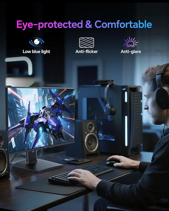 KTC 24 Inch Gaming Monitor 180Hz - 2K 1440P Computer Monitors, Fast IPS Vertical Monitor with HDR 400, Adaptive Sync, Up to 185Hz, HDMI & Display Port, Tilt Pivot Height Adjustable, Vesa Mount, H24T7