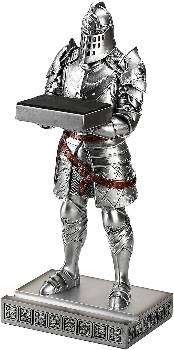 King's Guard Headphone Stand Watch Display Stand Jewelry Bracelet Necklace Holder Trays Towers Warrior Knight Mobile Phone Stand for Office & Home 12.20 Inch (Silver)