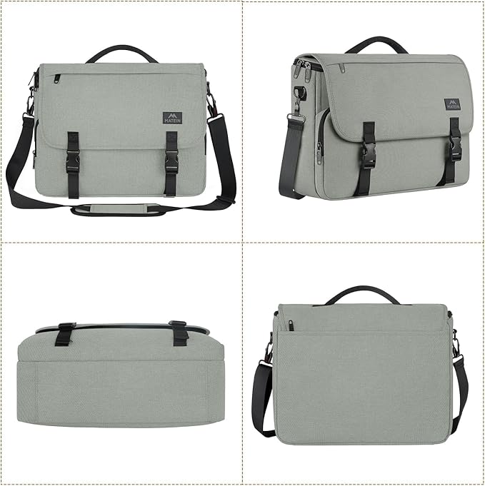 MATEIN School Bag, Bookbag for Teen, College Student Gifts, Mens Briefcase 15.6 inch Laptop Messenger Bag for men, Large Crossbody Satchel Computer Work Office Case with Shoulder Strap, Grey
