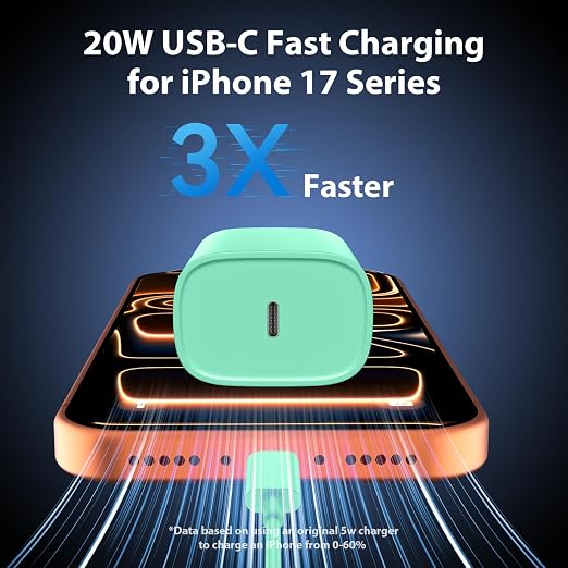 Phone 17 16 15 Charger Fast Charging Type C Chargers USB C Fast Charger Block & Phones 17 Charger Cord 10FT Long USB C Charging Cable for i.Phone 17/17 Pro/17 Pro Max/Air/Phone 16 15 Pro Max,Green
