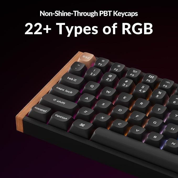 Keychron K4 HE 96% Wireless Hall Effect Keyboard with Number Pad, Rapid Trigger Magnetic Switches, QMK Launcher, 2.4GHz/Bluetooth/Wired, Mac & Windows, Wood Accent Frame, Black (Non-Shine-Through)