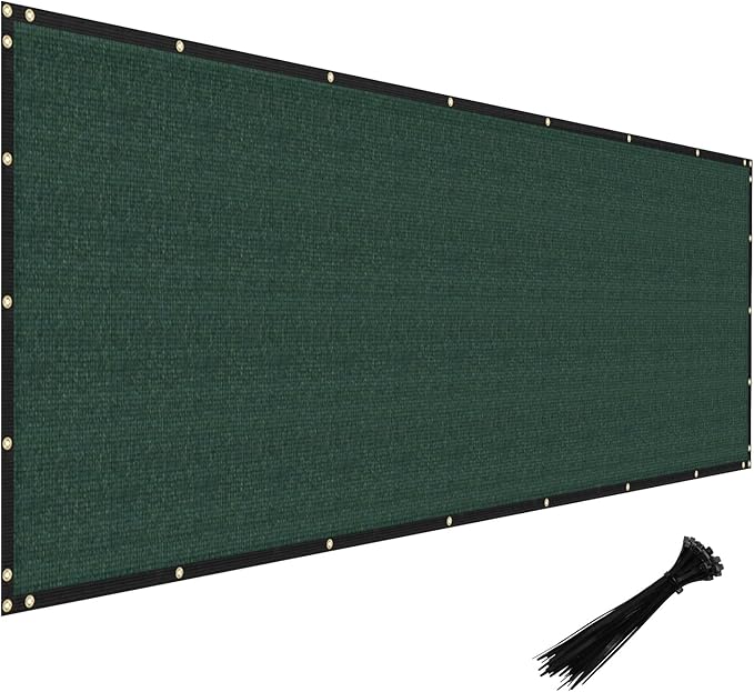 Windscreen4less Privacy Fence Screen Heavy Duty Windscreen Fencing Mesh Fabric Shade Net Cover with Brass Grommtes for Outdoor Wall Garden Yard Pool Deck, 8'x63' Green