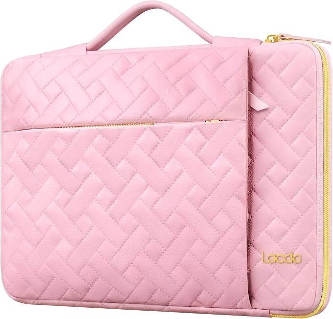 Lacdo 360° Protective 14 Inch Laptop Sleeve Case for HP Lenovo Dell ASUS Chromebook 14 / HP Pavilion Stream 14 / Dell Inspiron 14 / Lenovo IdeaPad 14 / Aspire/ASUS ZenBook Computer Bag, Sakura Pink