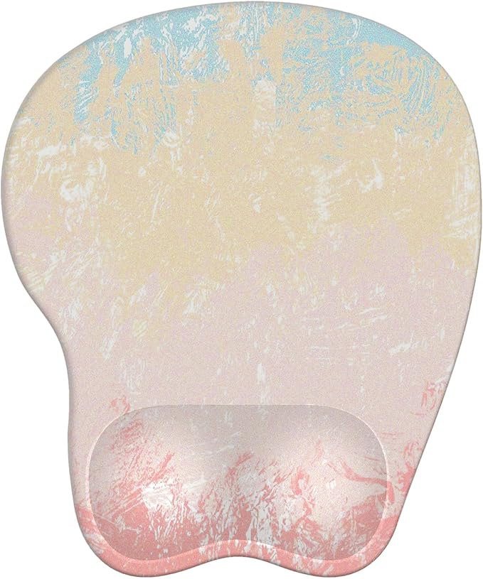Mouse Pad with Wrist Rest Ergonomic Mouse Pad with Comfortable M-Shape Pain Relief Wrist Support Non-Slip PU Base Mousepad for Laptop, Office & Home (Pretty Pink Painting)