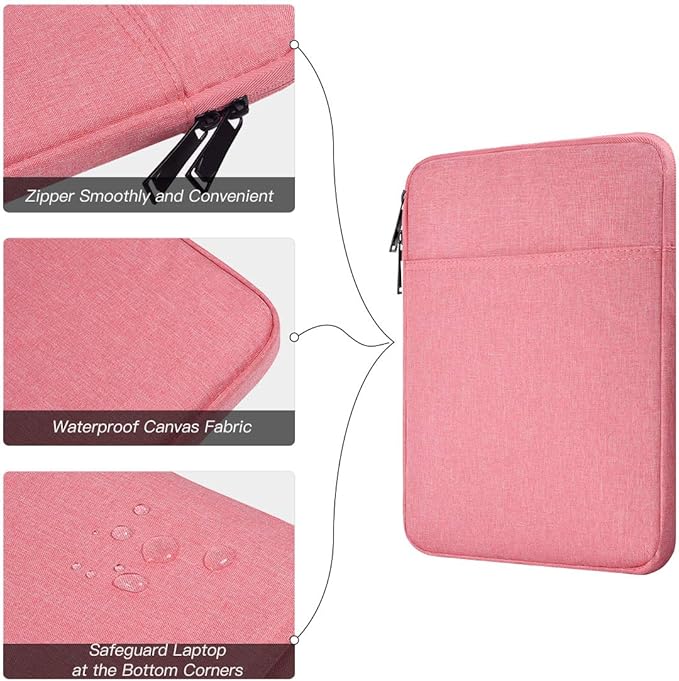 9-11 Inch Tablet Sleeve Case Bag for iPad 10.2, iPad 10th 10.9, iPad Pro 11 M5/Air 11 M3, iPad Air 5/4 10.9, Samsung Galaxy Tab A8 10.5, Fit Apple Smart Keyboard, Pink