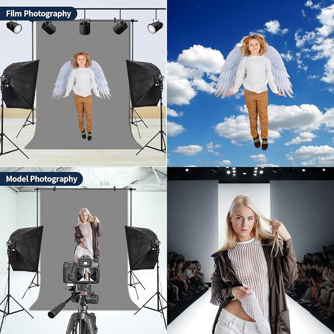 Grey Backdrop Background for Photography Photo Booth Backdrop for Photoshoot Background Screen Video Recording Parties Curtain 8x10FT