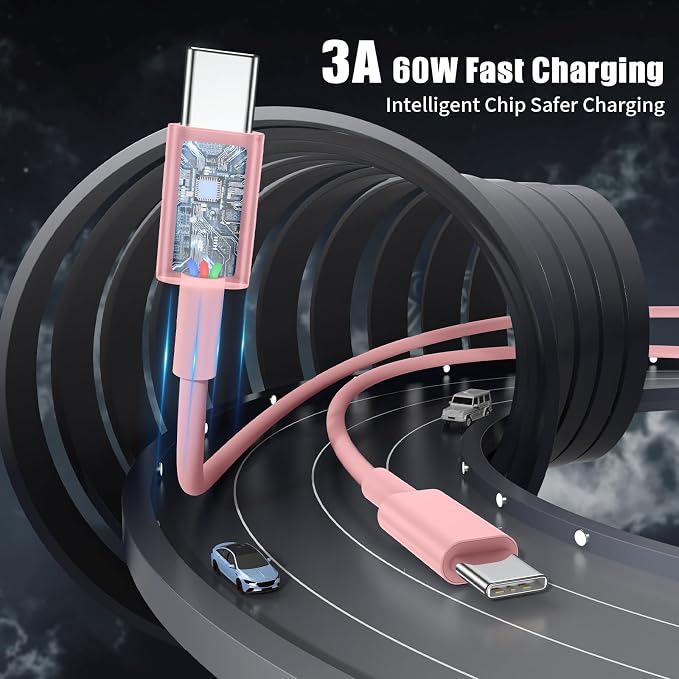 Essri USB C to USB C Cable 3FT for Apple iPhone 16 15 Charger Cord,4Pack 60W C to C Cable Fast Charging Wire for iPhone 16 15 Pro Plus Pro Max iPad Pro/Air MacBook Pro/Air,for Galaxy S24 S23-Pink