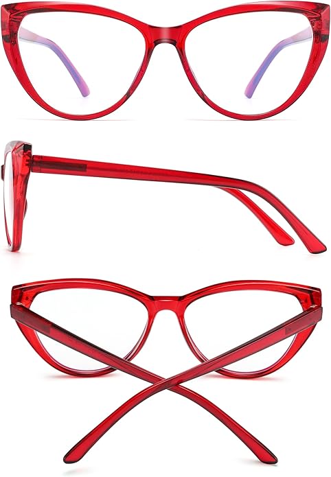 TEAPLMTT 2 Pack Cat Eye Blue Light Blocking Glasses for Women Trendy TR90 Frame Anti Blue Ray Eyesatrain Computer Eyeglasses