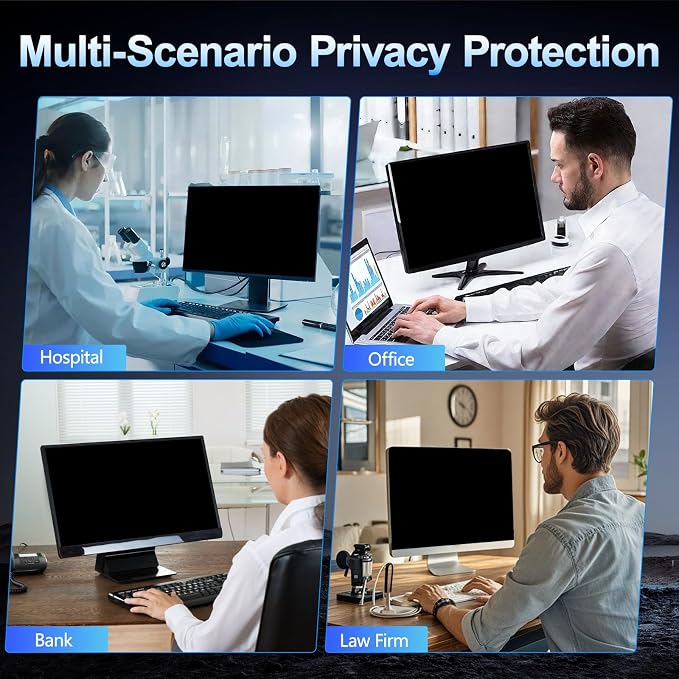 2 Pack 23.6 Inch Magnetic Computer Privacy Screen for Monitor 16:9 Aspect Ratio, Anti Blue Light Computer Screen Privacy Shield, Removable Anti Glare Screen Protector for Dell HP Lenovo ASUS LG Acer Samsung Monitors
