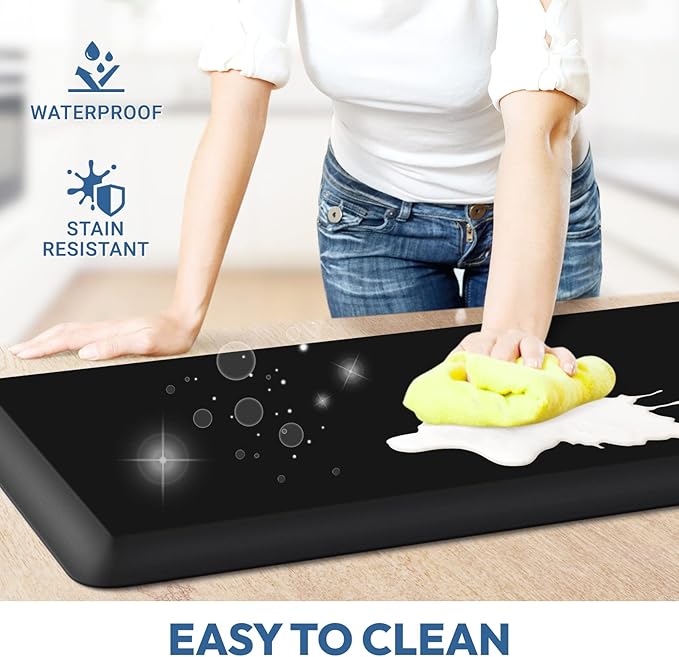 4/5 Inch Thick Kitchen Mat - Cushioned Anti Fatigue Mats for Kitchen Floor - Easy to Clean, Waterproof, Non-Slip Kitchen Rug for Sink, Office, Kitchen (22''x54'' Black)