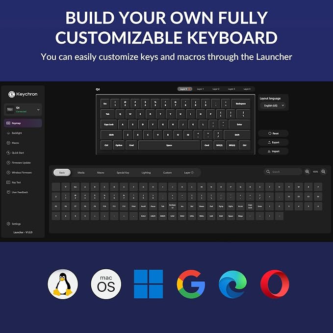 Keychron Q4 Wired Custom Mechanical Keyboard, QMK/VIA Programmable Macro, Full Aluminum, Hot-Swappable Gateron G Pro Brown Switch, 60% Layout Double Gasket Compatible with Mac and Windows - Blue