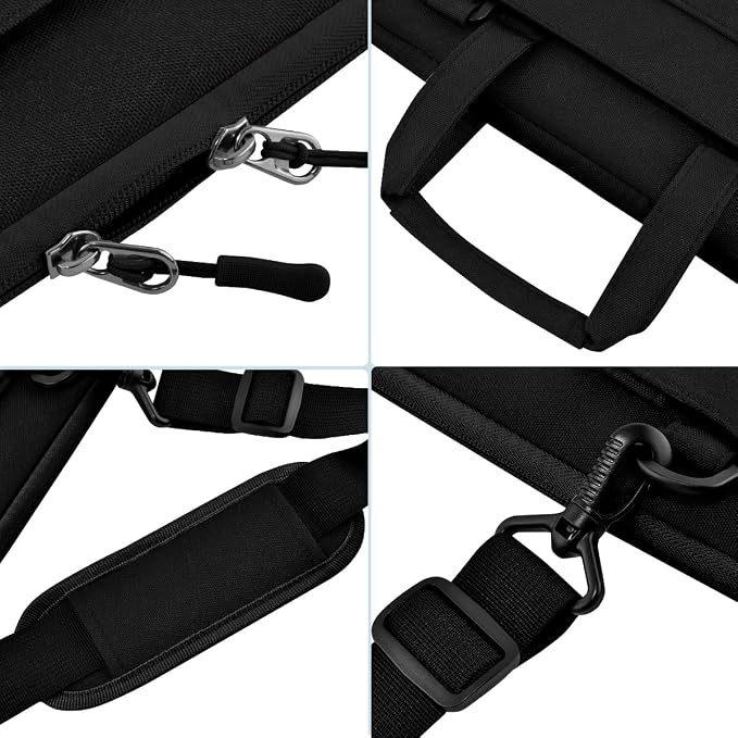 Hseok Laptop Shoulder Bag 17-17.3 inch Case, Durable Shockproof Protective Briefcase with Multi-Pockets Compatible with Lenovo Most 17-17.3 inch HP Acer Dell ASUS MSI Notebooks,Black