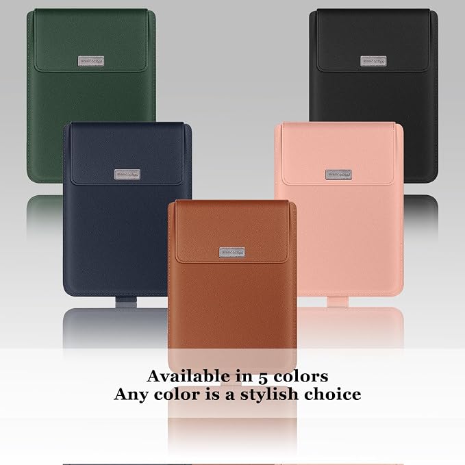 15-15.6 inch Laptop Sleeve Protective Case for MacBook Air/Pro 15" (M5/M4/M3/M2), [3 in 1] PU Leather Laptop Waterproof Slim Cover with Stand and Mouse for MacBook Pro (15") - Brown