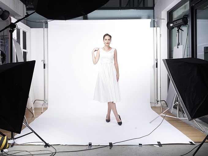 Seamless Photography Background Paper Roll, White Photo Paper Backdrop for Photography, Video and Streaming (53''x16' Arctic White)