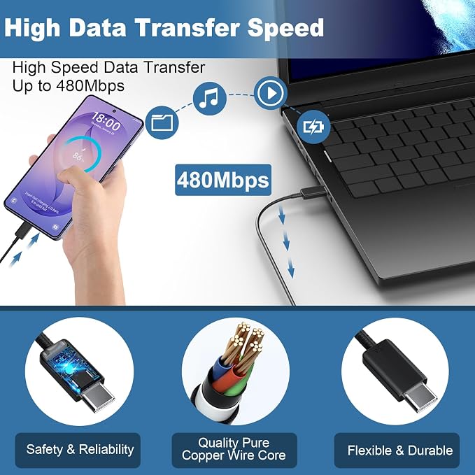 45W USB-C Super Fast Charger Type C Android Phone Charging Block with 10FT Cable for Samsung Galaxy S26 S25 S24 S23 Ultra/S26 S25 S24 S23 S22 S21 S20/Note 10/20, Galaxy Tab S8