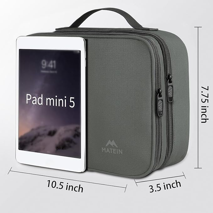 MATEIN Cord Organizer Bag, Travel Universal Cable Organizer Case Sturdy Accessories Pouch with Handle, Medium Electronic Carrying Bag for Cable, Grey