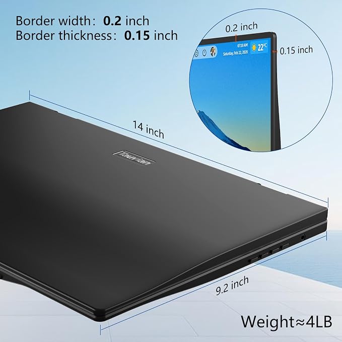 Dual Portable Monitors, 16"/1200P/FHD Foldable Laptop Screen Extender, All-Metal, Ultra Slim, Plug & Play, Extend/Mirror/Splicing/Flip Mode, USB-C/HDMI, Low Blue Light, Speakers, for Win/Mac