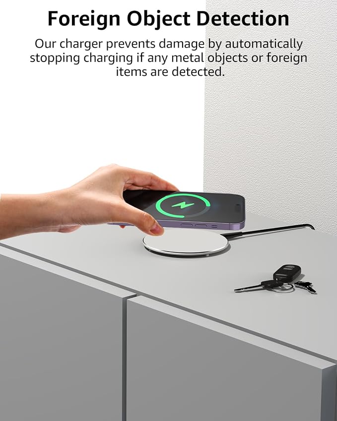 TOZO W1 New Anti-Slip Aircraft-Grade Aluminum Wireless Charger 15W Max Fast Wireless Charging Pad Compatible with iPhone 17/17 Pro/17 Pro Max/Air/16/15/14/SE Series, Samsung Galaxy S25/S24/S23, Silver