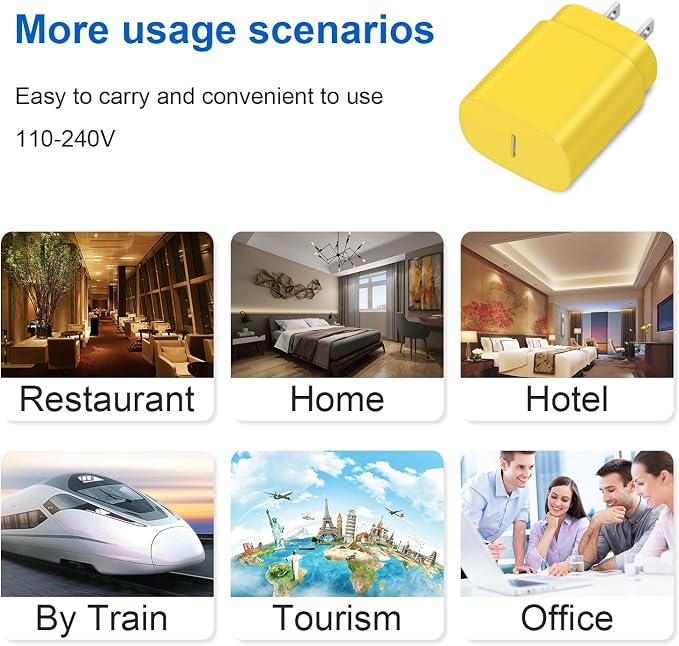 Type C Charger Fast Charging USBC Charger Block 25W Super Fast Wall Chargers for Galaxy S25 S24 S23 S22 S21/S21 Ultra/S20/S20 Ultra/Note 20 Ultra,Android Chargers(Yellow)