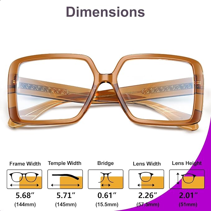 VISOONE Oversized TR90 Blue Light Blocking Glasses Fashion Accessories Non Prescription for Women Harvard