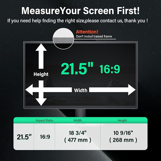 [2 Pack] 21.5 Inch Computer Privacy Screen for 16:9 Aspect Ratio Widescreen Monitor, Eye Protection Anti Glare Blue Light Computer Monitor Privacy Filter, Removable 21.5 in Protector Film