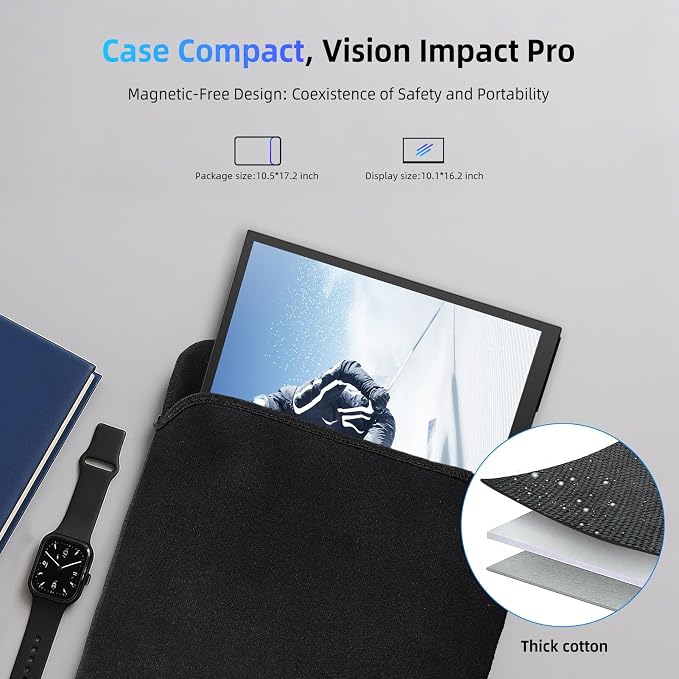 Portable Monitor 18.5” | 120HZ 1ms Gaming Monitor | 125% sRGB | FreeSync, HDR | 350Nits | USB-C & MINI HDMI | VESA & Stand | Large Travel External Second Screen for Laptop, Computer, Game Consoles