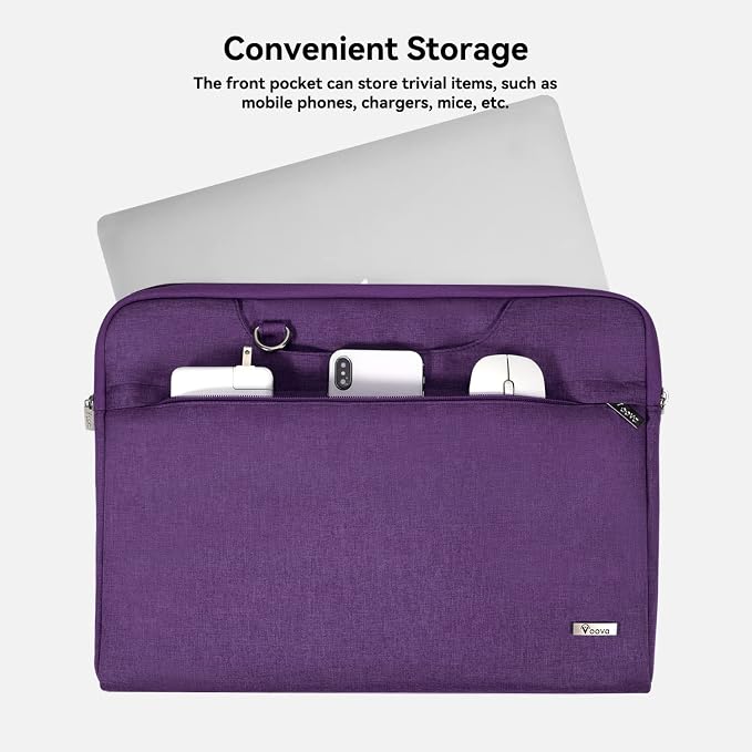 Voova Laptop Bag 15.6 Inch for Women, Waterproof Computer Sleeve Carrying Case with Shoulder Straps & Handle Compatible with Macbook Air 15, MacBook Pro 15/16, 15-16 Inch Hp Dell Lenovo Asus, Purple