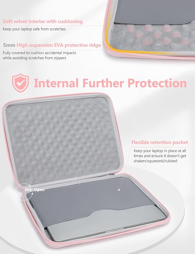 HYZUO 17-17.3 Inch Hard Shell Laptop Sleeve Case for 17" 17.3" HP/Dell/ASUS/Lenovo/LG/Toshiba/MSI Gaming Laptop/Razer Blade 17/18, Notebook Protective Cover for Men Women, Pale Pink