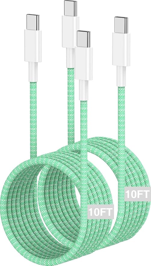 USB C to C Charger Cable 10ft, 60W Type C to C Fast Charging Cable Cord Long for Apple iPhone 17 Pro Max/17 Air/16 Pro Max/16 Pro/15 Plus/15 Pro Max/MacBook 2021/2020/2019,iPad Pro/Mini/Samsung Galaxy