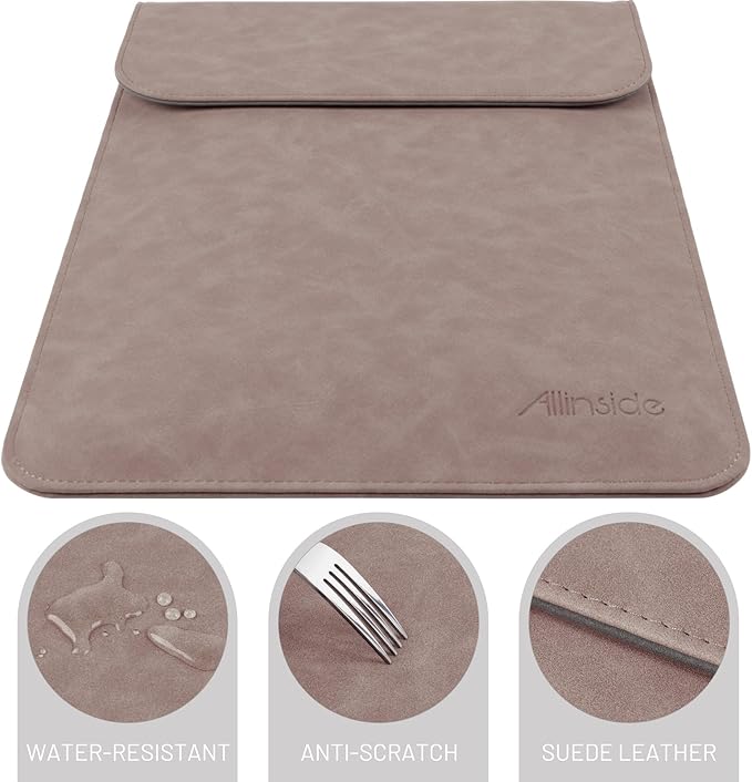 Allinside 13 inch Laptop Sleeve Case for MacBook Neo A18 Pro/MacBook Air 13 2018-2026/MacBook Pro 13 2016-2022, Waterproof PU Suede Leather Laptop Sleeve Bag Protective Vertical Case Cover, Pink