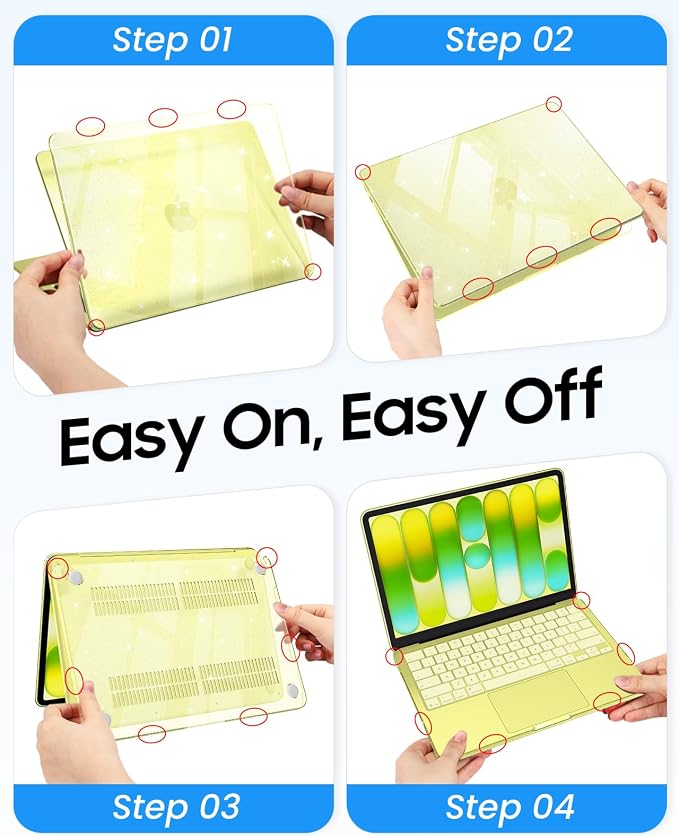 Fintie Compatible with MacBook Neo 13 Inch Case 2026 Model A3404 with A18 Pro Chip, Ultra-Thin Scratch Resistant Protective Hard Shell Cover with Keyboard Skin & Screen Protector (Glitter Citrus)