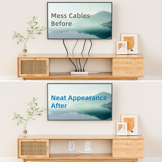in Wall Cable Management Kit,Recessed Outlet Box for Wall Mount TV, Outlet Relocation Kit for Relocating Unreachable Electrical Outlets,2 AC Outlets,in Wall Extension Cord