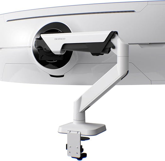 Modernsolid Heavy Duty Monitor Arm Desk Mount for 34-49 Inch Ultrawide Curved Monitors, Supports 14-38 lbs, Gas Spring Ergonomic Full Motion with Cable Management, Red Dot Design Awarded, White