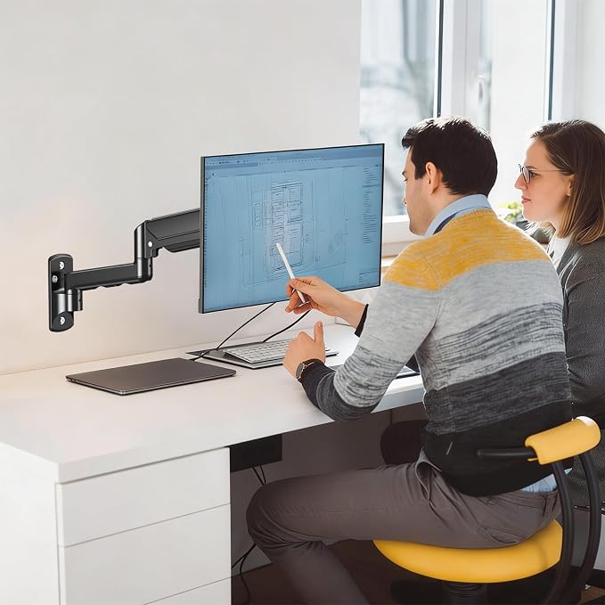 MOUNT PRO Monitor Wall Mount for 13 to 32 Inch Computer Screens, Single Monitor Mount with Tilt/Swivel/Rotation Adjustable, Gas Spring Wall Arm Holds up to 19.8lbs, Vesa Wall Mount 100x100