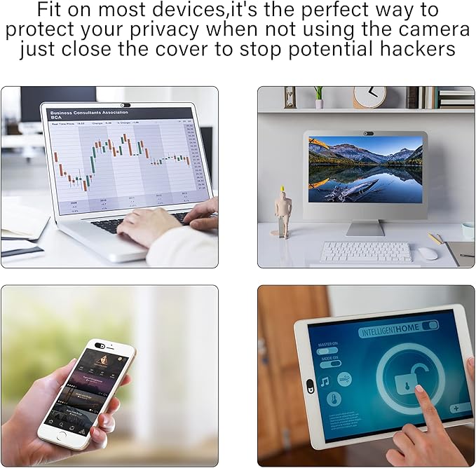 ZUCUCUC Laptop Camera Cover Slide, Camera Cover Slide, 6 Pack Ultra Thin Webcam Cover Slide for Laptop, Tablet, Desktop, PC, Smartphone, Protect Your Privacy and Security(Black)